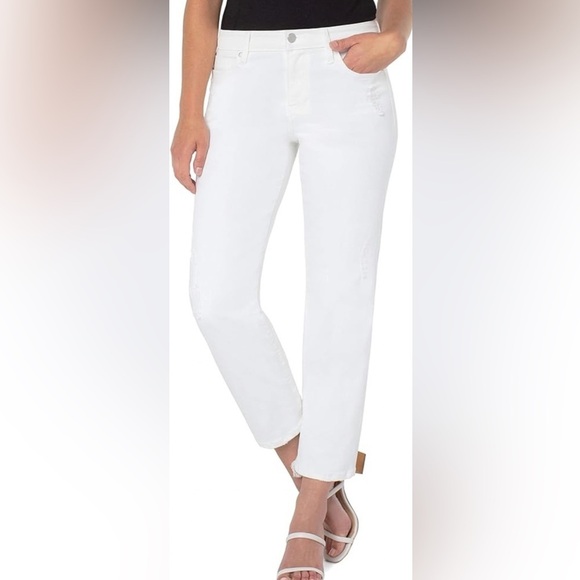 Liverpool Women's Kennedy Crop Straight Jeans in bone white bite size 10/30 - Picture 1 of 13